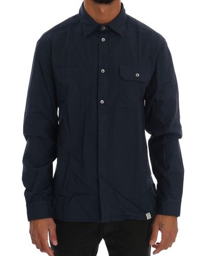 John Galliano Casual Cotton Ls Shirt Blue Tsh1216