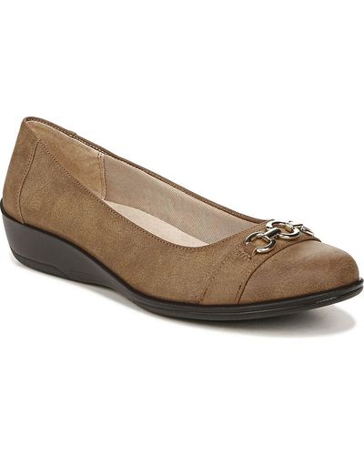 LifeStride Ideal Faux Leather Slip On Ballet Flats - Brown