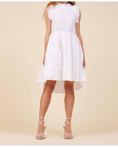 Moodie Tiered Poplin Dress - White