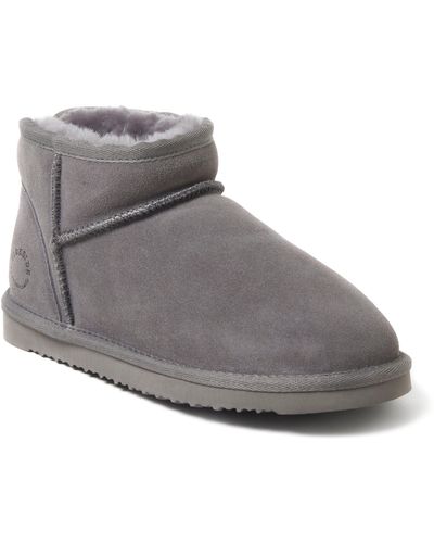 Dearfoams Riverland Genuine Shearling Micro Bootie - Gray