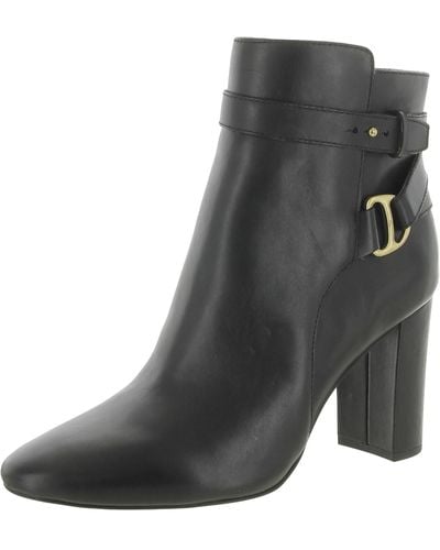Lauren by Ralph Lauren Madelyn Leather Adjustable Ankle Boots - Black