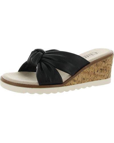 White Mountain Compact Faux Leather Perforated Slide Sandals in