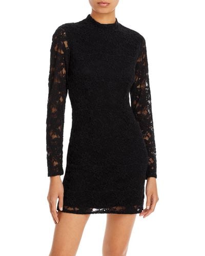 Bardot Vezza Lace Long Sleeves Cocktail And Party Dress - Black