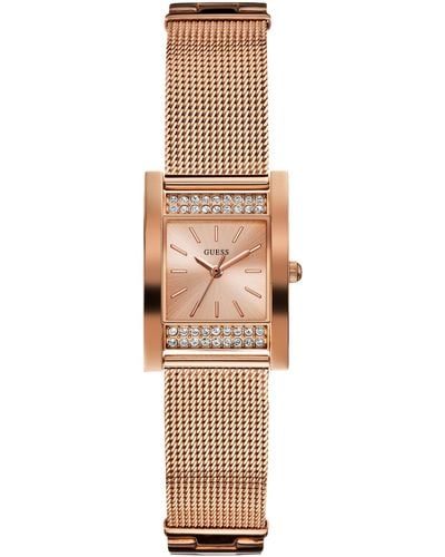 Guess Factory Rose Gold-tone Mesh Analog Watch - White