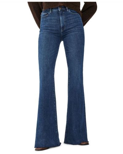 DL1961 Rachel Ultra High Rise Raw Hem Flare Jeans - Blue