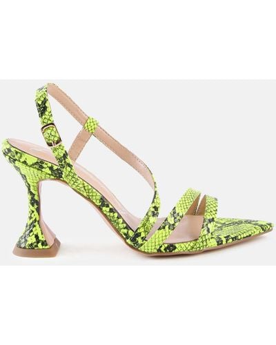 LONDON RAG Cherry Tart Snake Print Spool Heel Sandals - Green