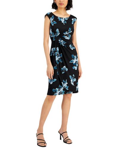 Connected Apparel Jersey Sleeveless Wrap Dress - Blue