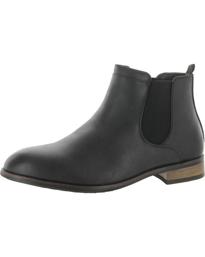 Vance Co. Landon Faux Leather Pull On Chelsea Boots - Black