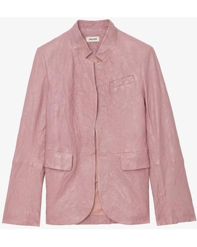 Zadig & Voltaire Very Crinkled Leather Blazer - Pink