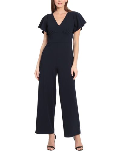 Maggy London Solid Polyester Jumpsuit - Blue