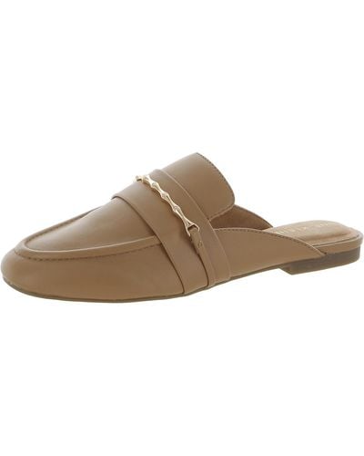 Anne Klein Faux Leather Slip-on Mules - Brown