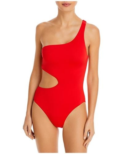 A'qua Swim Stretch One Shoulder One-piece Swimsuit - Red