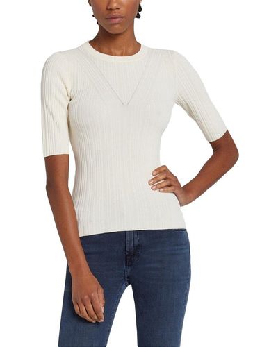 7 For All Mankind Detail Back Rib Top - White