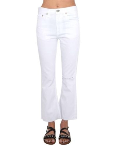 Rag & Bone With Holes Cropped Jeans Stretch Denim Pants - White