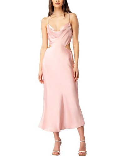 Bardot Satin Midi Slip Dress - Pink