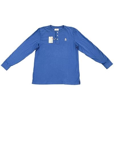 Psycho Bunny Garment Dye Long Sleeve Henley Shirt - Blue