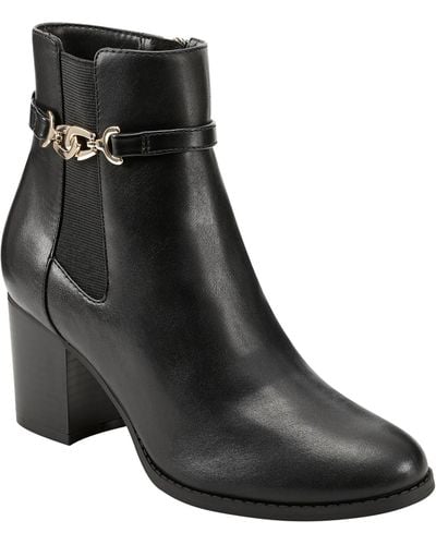 Bandolino Faux Leather Side Zip Ankle Boots - Black