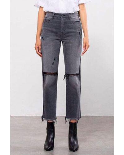 Hidden Jeans Two Tone High Rise Straight Jean - Blue