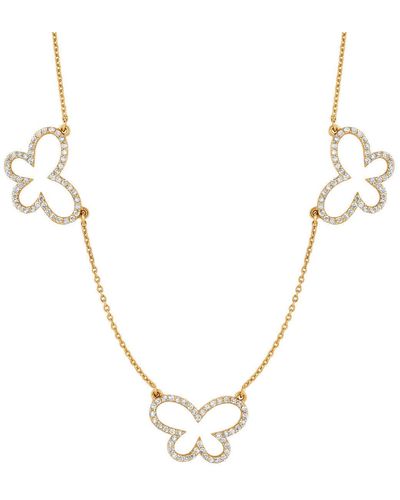Ariana Rabbani Three Diamond Butterflies (medium) Necklace Yellow Gold - Metallic