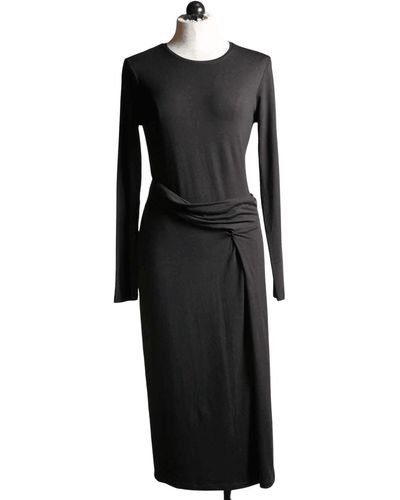 Fifteen Twenty Side Drape Midi Dress - Black