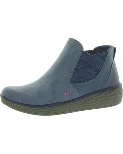Ryka Noelle Faux Suede Slip On Ankle Boots - Blue