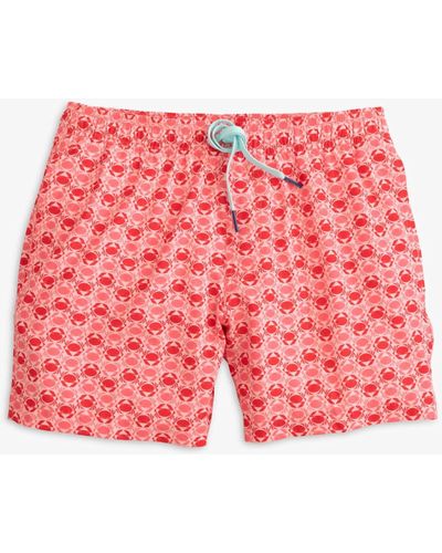 Southern Tide Why So Crabby Printed Swim Trunk - Red