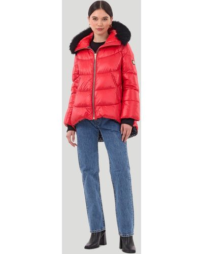 Gorski Après-ski Jacket With Detachable Fox Hood Trim - Red