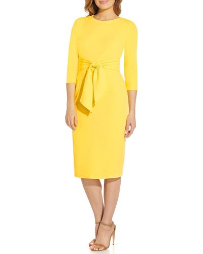 Adrianna Papell Crepe Knee-length Sheath Dress - Yellow