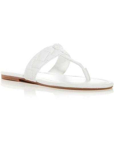 Kurt Geiger Kensington Flat Slip On T-strap Sandals - White