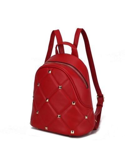 MKF Collection by Mia K Hayden Quilted Vegan Leather With Studs Backpack - Red