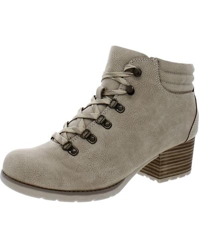 b.ø.c. Alder Faux Leather Block Heel Hiking Boots - Natural