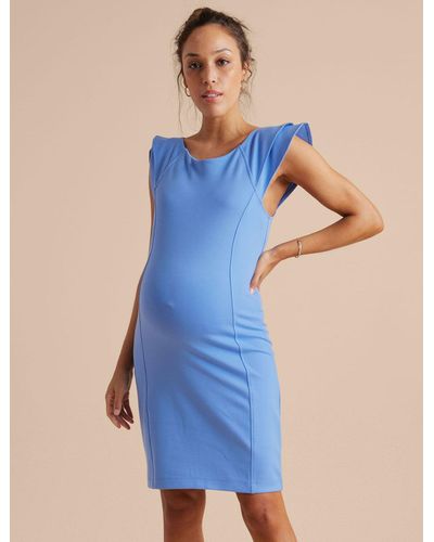 A Pea In The Pod Sculpted Flounce Ponte Sheath Maternity Dress - Blue