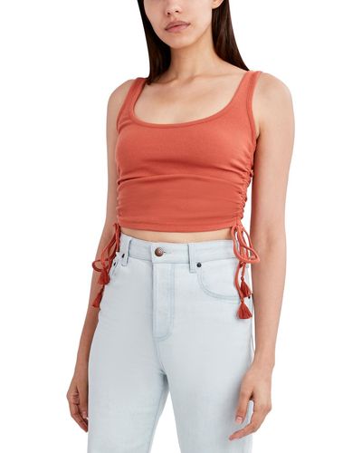 BCBGeneration Side Tie Cropped Tank Top - Red