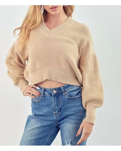 ..,merci Cropped Ribbed-knit Sweater - Blue