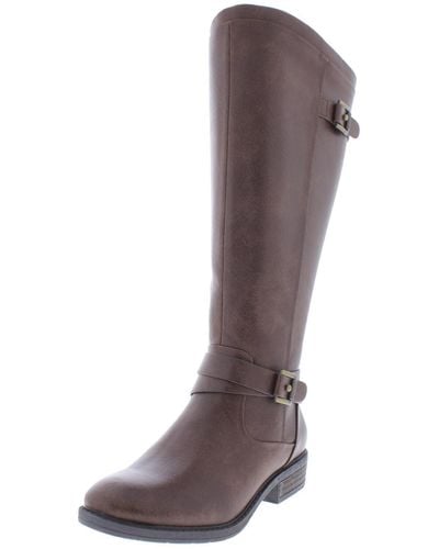 BareTraps Yalina2 Wide Calf Faux Leather Riding Boots - Brown