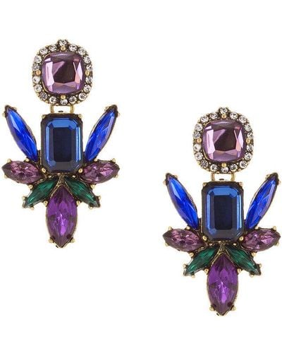 Sparkling Sage 14k Plated Resin & Crystal Drop Earrings - Blue