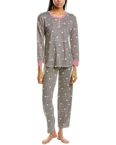 Ellen Tracy 3pc Henley Pajama Set - Gray