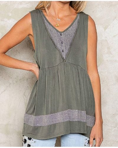 Pol Sleeveless Baby Doll Tank Top In Charcoal Gray