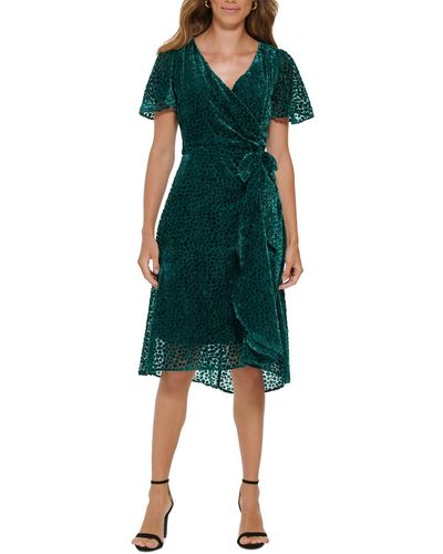 DKNY Velvet Knee Wrap Dress - Green
