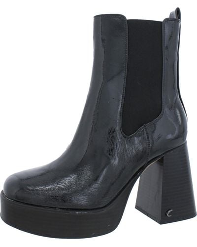 Circus by Sam Edelman Stace Patent Block Hee Ankle Boots - Black