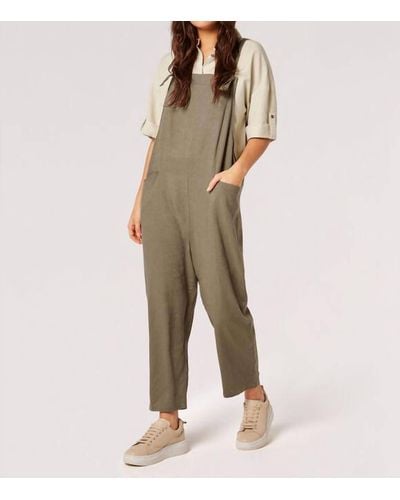Apricot Linen Blend Relaxed Fit Dungarees - Natural