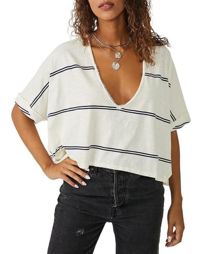 Free People Cropped Slouchy Pullover Top - White