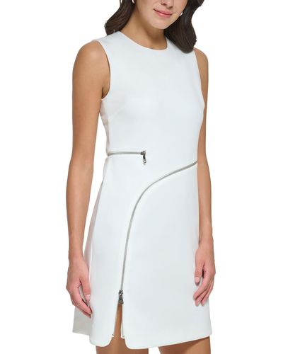 DKNY Office Aboe-knee Wear To Work Dress - White
