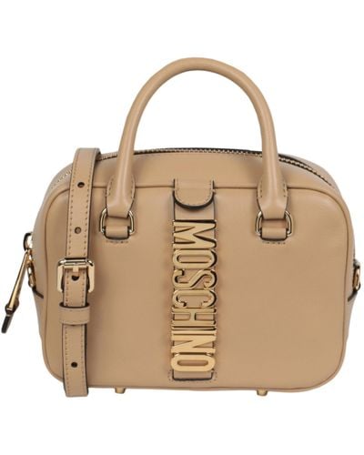 Moschino Logo Belt Leather Crossbody Bag - Metallic