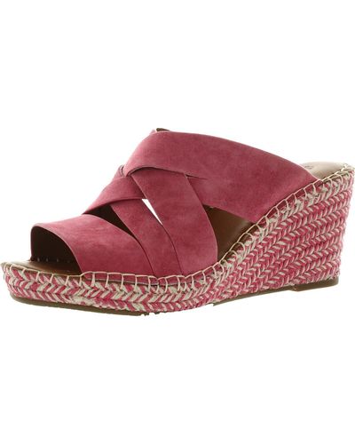 Gentle Souls Charli Woven Straps Leather Slip On Wedge Sandals - Red