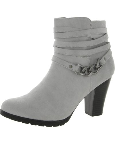 White Mountain Sammuel Pull On Faux Suede Booties - Gray