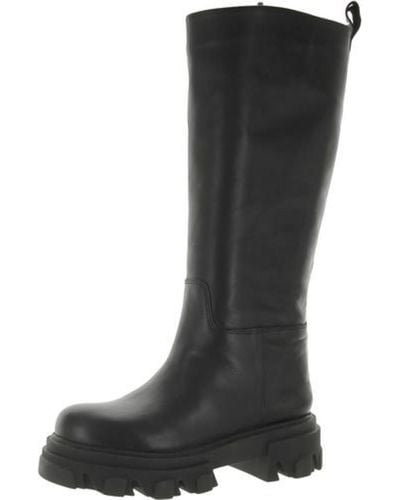 Aqua Kiku Leather Tall Knee-high Boots - Black