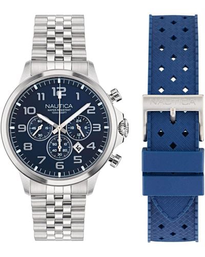 Nautica Nct Blue Ocean Stainless Steel Chronograph Watch