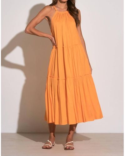 Elan High Neck Maxi Dress - Orange