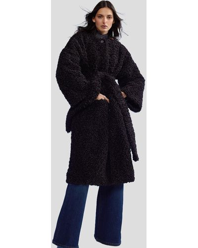Cynthia Rowley Faux Fur Long Coat - Black